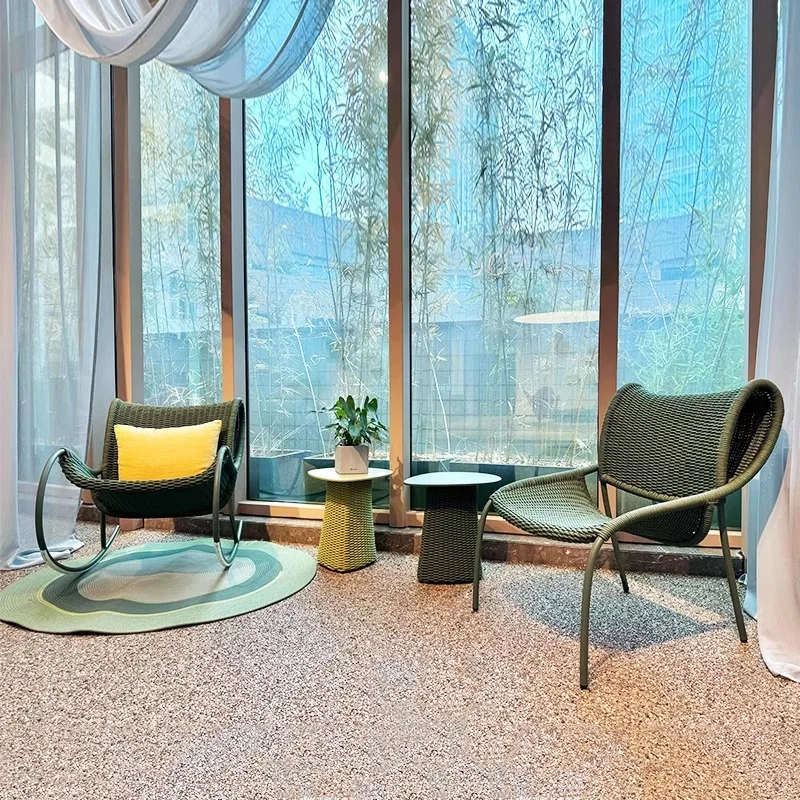 

Outdoor courtyard rope chair three-piece sofa chair villa balcony terrace rocking chair leisure chair rattan coffee table