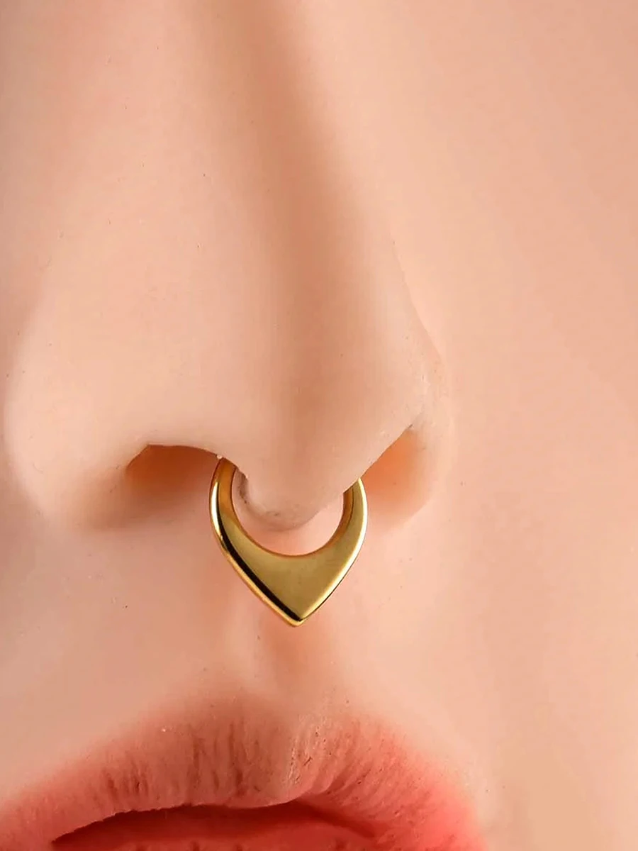 316 stainless steel nose ring double septum ring Cartilage love hoop earring buckle Piercing Naretz open stacked hoop nose ring