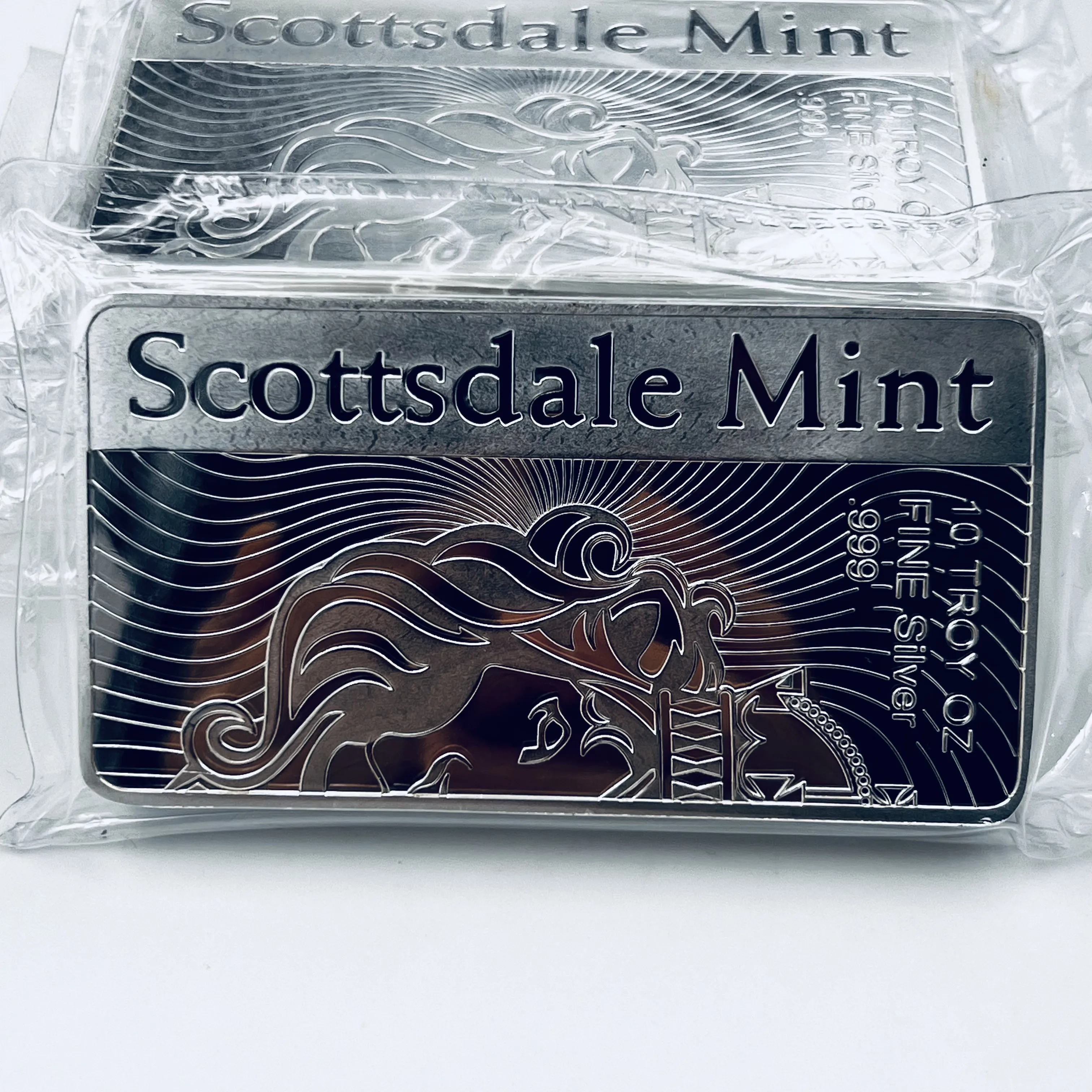 1 PC No Magnetic Lion Head 10 OZ Silver Plated SCOTT - SDALE Badge Vacuum Sealed Packing Collectible USA Bar