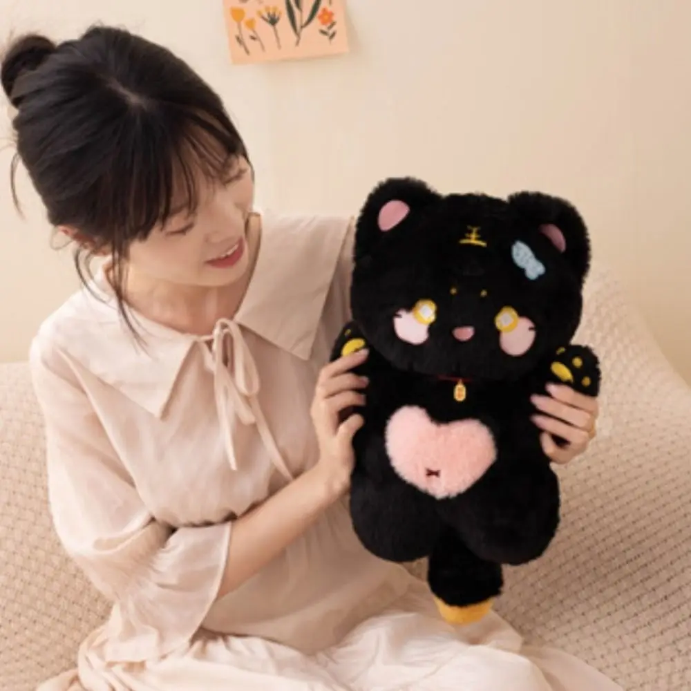 

Подушка-кошка для дивана, привлекающая богатство, милая, из ПП-хлопка, стоячая белая кошка, подушка-кавайная мультяшная черная кошка для детей и девочек