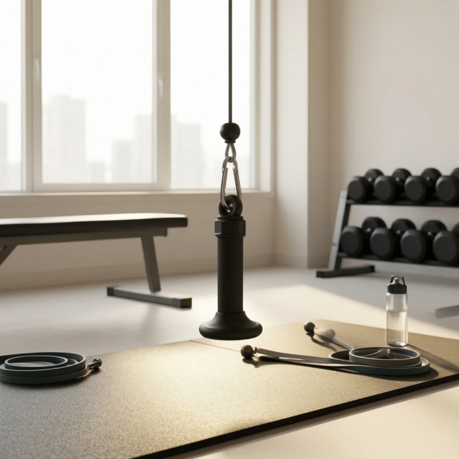 Home Gym Machine - Kabelhandvat met karabijnhaak Compacte kabelmachinehandgreep Stevig