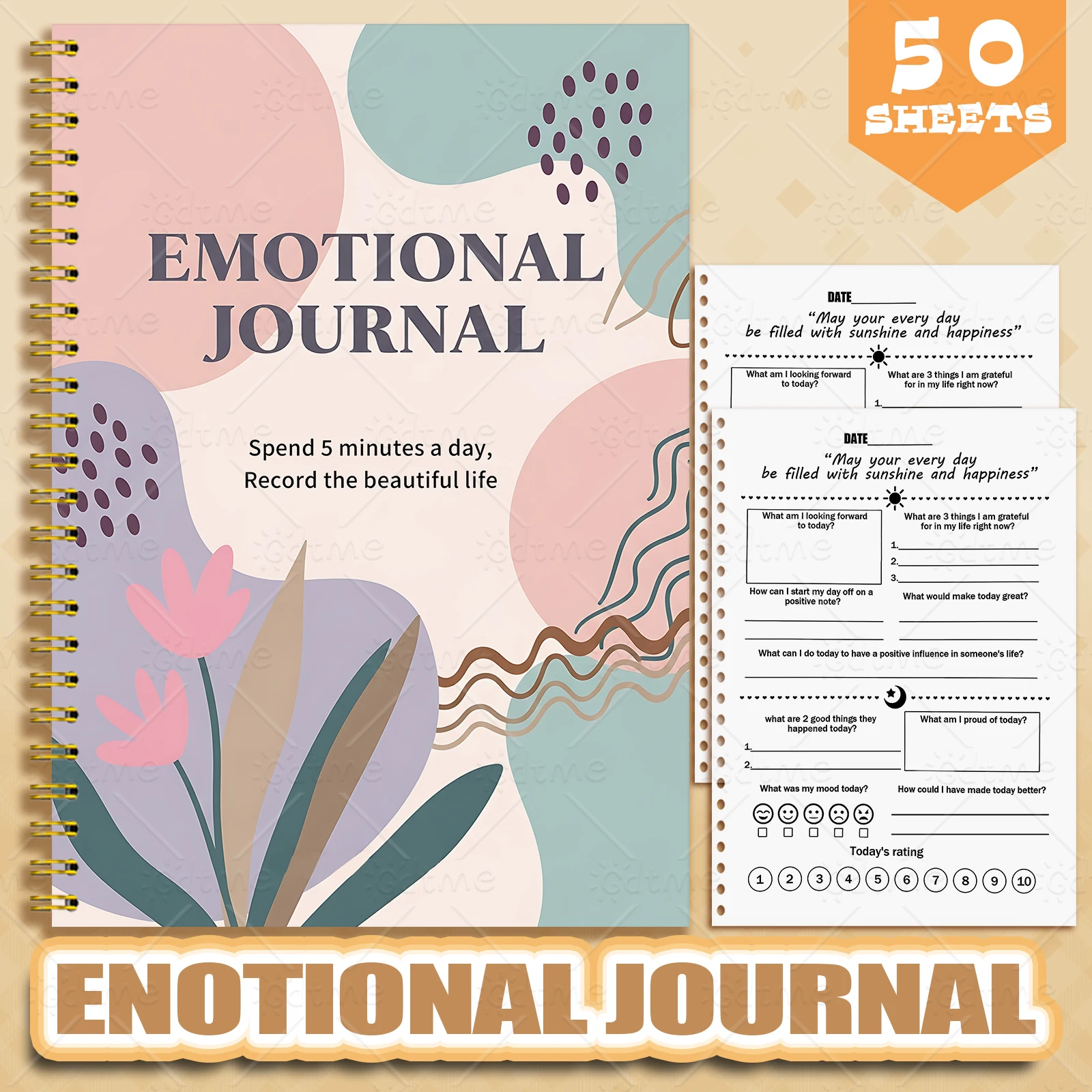 EMOTIONAL JOURNAL --Adult Mental Health Planner,Wellness Workbook,Therapy Worksheet,Anxiety Management,Self Care Tracker