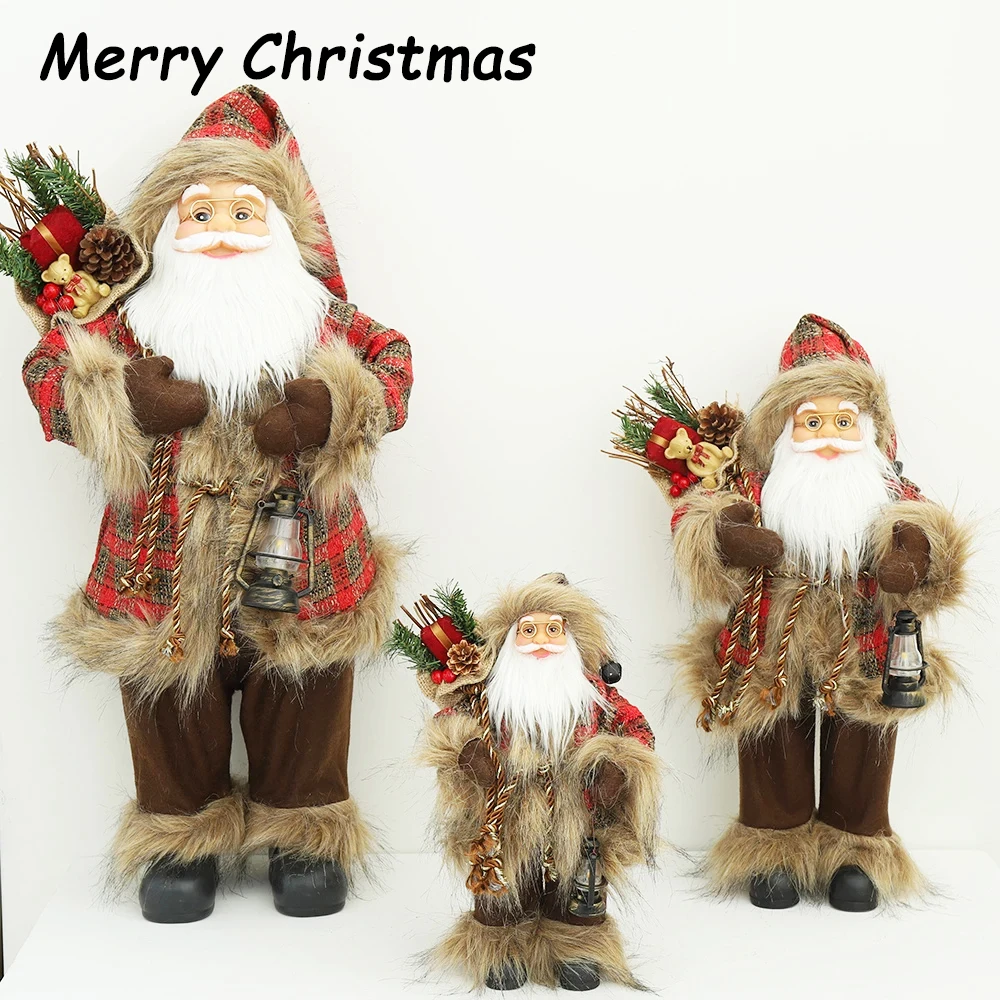 

30/45/60 Cm Standing Santa Claus Doll Ornaments Christmas Home Decoration New Year Xmas Hotel Mall Hall Window Display Toys Hot