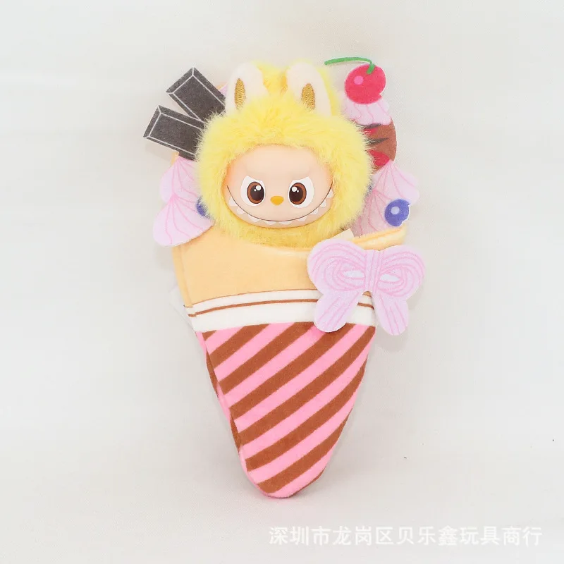 ชุดนอนไอศกรีมลายหัวใจ 10 ซม. รุ่นที่ 4 สำหรับ Labubu สไตล์พาสเทลน่ารัก คอลเลคชั่นเสื้อผ้าลับๆ สำหรับ Labubu