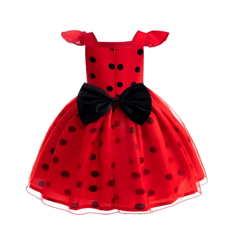 Christmas Child Bug Costume for Girls-Red Dress Halloween Mask Bag Easter Marinette Cosplay Costumes Party Little Beetle Suits