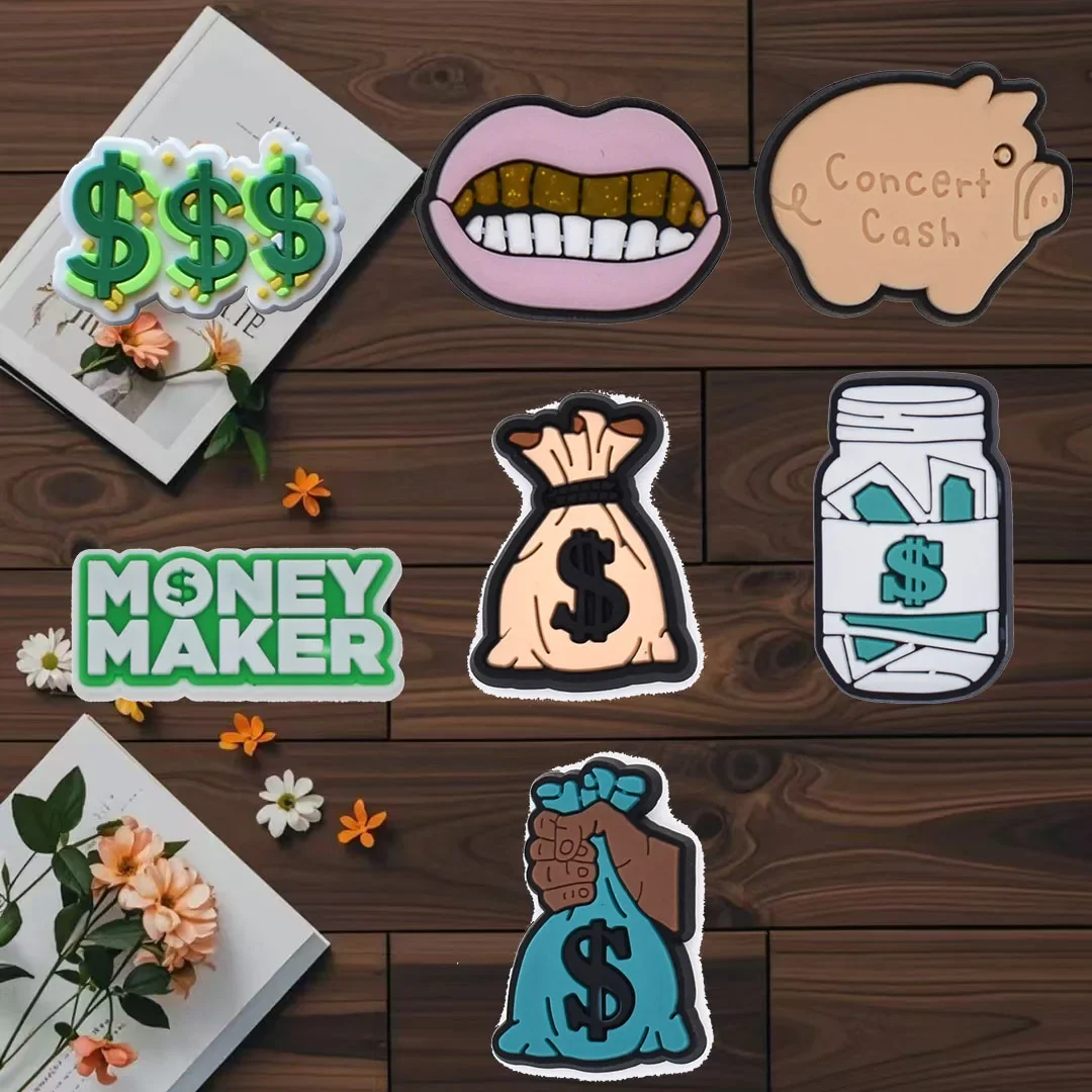 100 ชิ้นจํานวนมากรองเท้า Charms สําหรับ Crocs อุปกรณ์เสริม Dollar กระเป๋ารองเท้า Charm สําหรับ Croc ตกแต่ง Pins กางเกงยีนส์ผู้ชายผู้หญิง Clogs คลิป