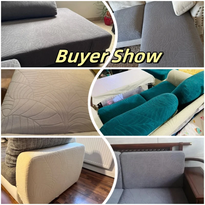 High Quality Thick Jacquard Sofa Cushion Cover For Living Room Anti-slip Anti-dust Solid Color 1PC Elastic Sofa Cover