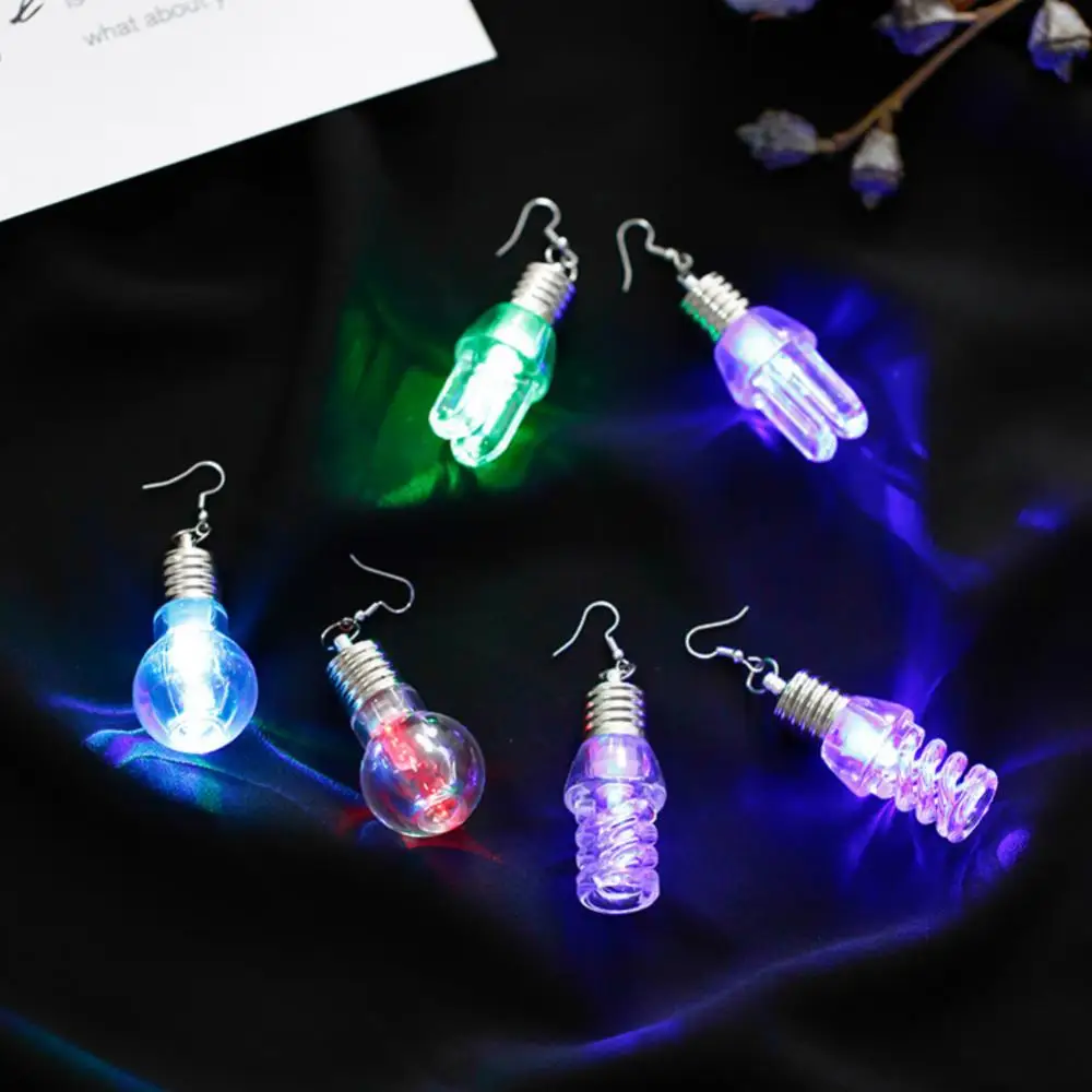 Fashion Colorful Light Bulb Earrings For Women Luminous Bule Drop Earring Punk Funning Friends Party Jewelry Gifts