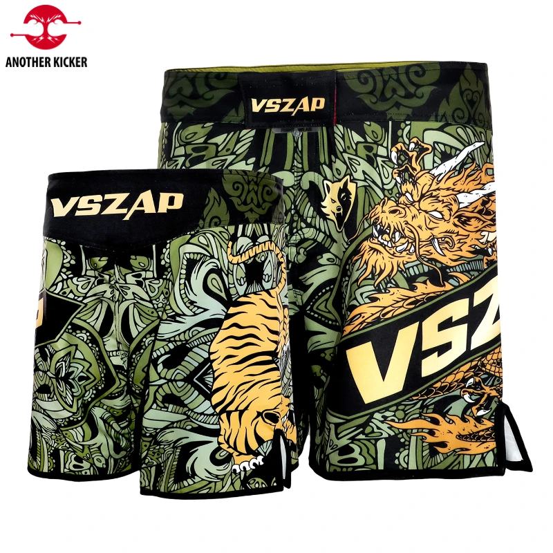 MMA Shorts Men's Boxing Pants VSZAP Dragon Tiger Kickboxing Training Grappling Shorts Gym Martial Arts Muay Thai Cage Fight Wear