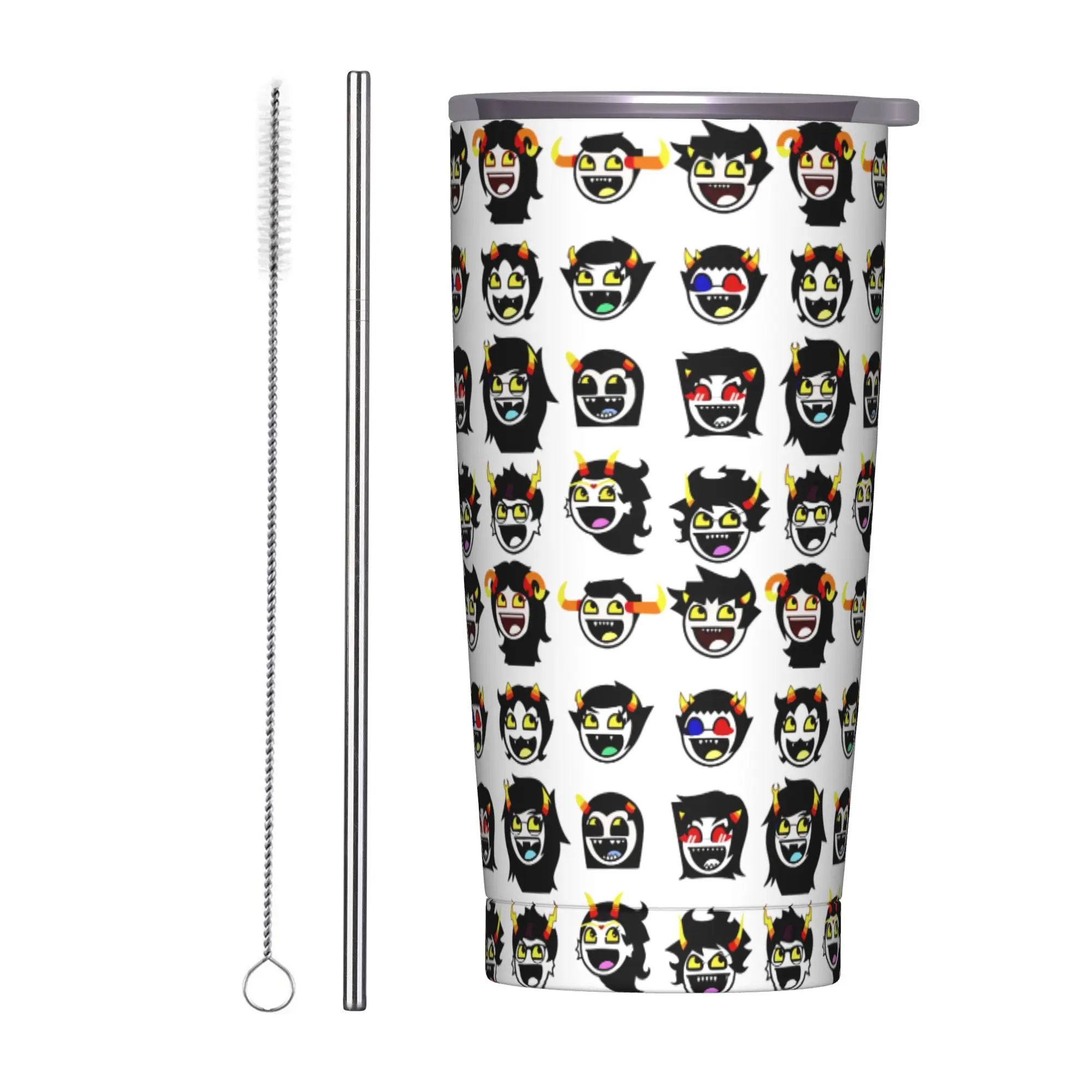 Chibi Horned Demon Zodiac  Tumbler Vacuum Insulated HomestuckK Manga Thermal Cup Stainless Steel Car Mug Hot Cold Drink, 20oz
