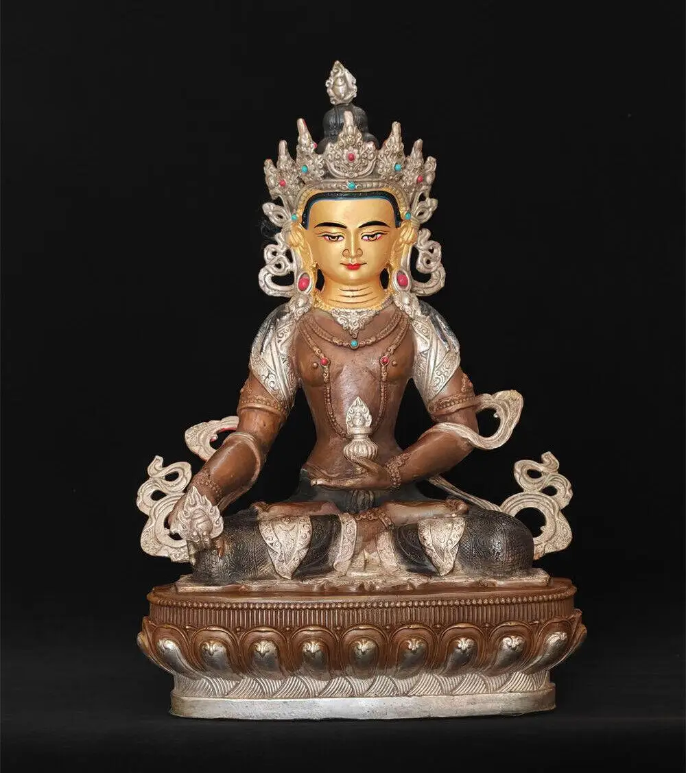 Ksitigarbha Earth Store Bodhisattva Buddha Statue blessed 12inch Copper gilding