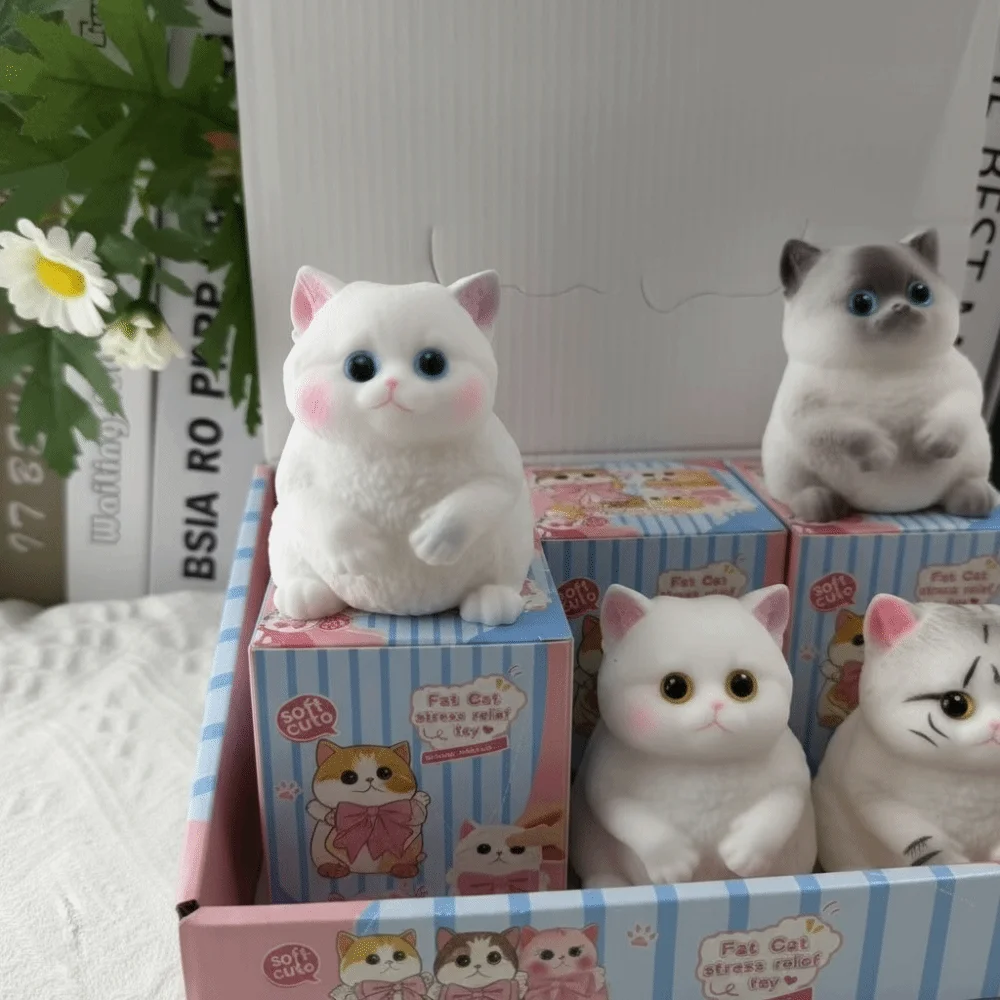 Collectible Slow Rebound Cat Squishy Realistic Cat Flocking Surface Cat Squeeze Cute Soft Silicone Cat Pinching for