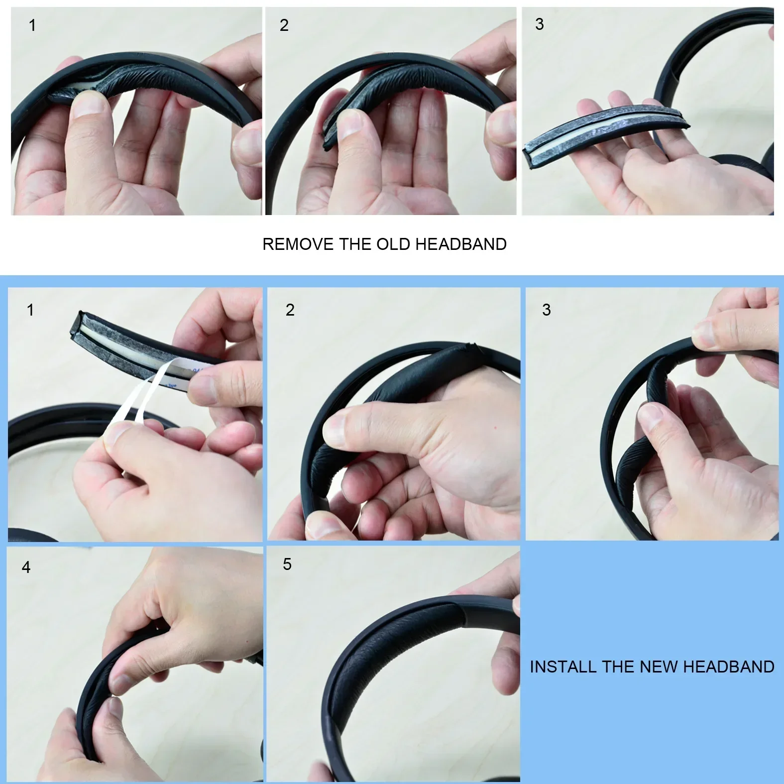 Ersatz-Ohrpolster/Stirnband aus Eisgel/Leder für JBL Tune 700BT/710BT/720BT/750BT, 750BTNC/760(760NC)/770(770NC) Kopfhörer,