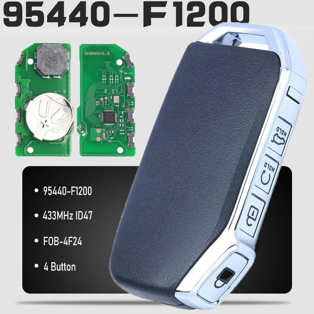 

KEYECU for Kia Sportage 2019 2020 2021 95440-F1200 , FOB-4F24 4 Button Smart Remote Car Key 433MHz ID47 Fob
