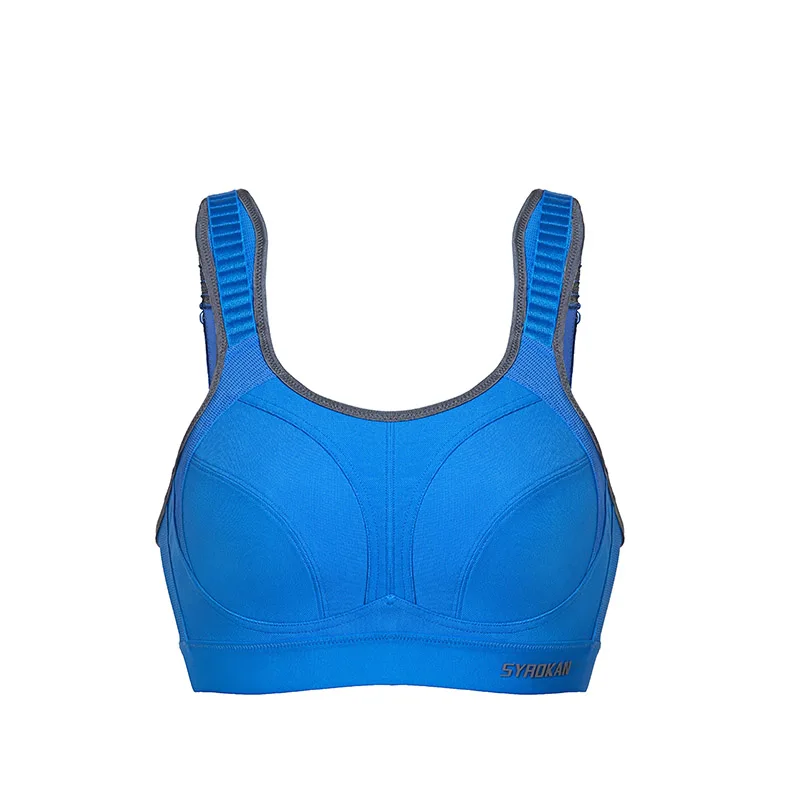 Women Blue High Impact Sports Bras Wireless Adjustable Straps Non-Padded Workout Bra Black Exercise Train Outdoor ropa interior