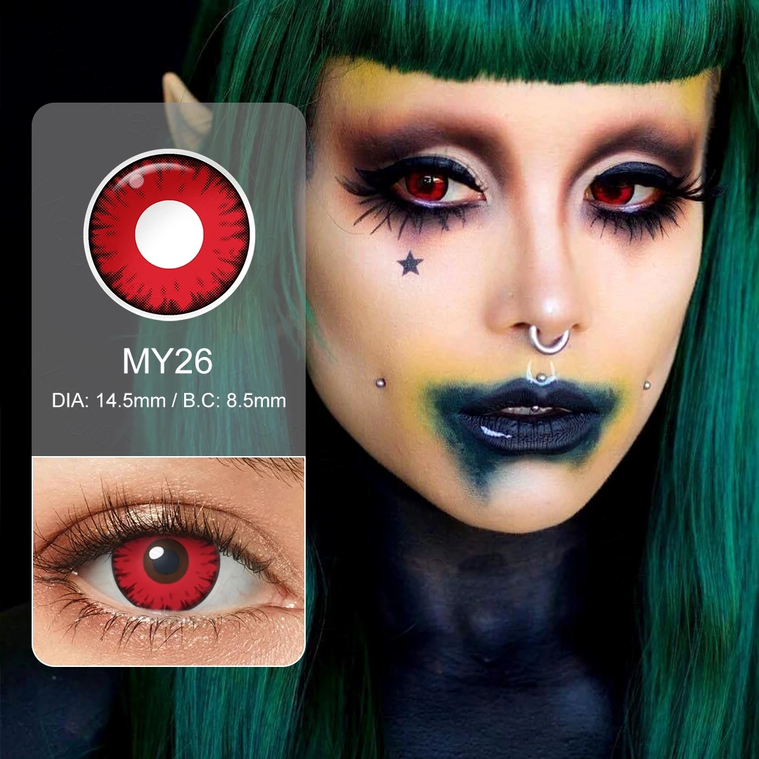 Halloween Color Contact Lenses 1 Pair Cosplay Anime Contact Lenses White Eye Lenses  Red Colored Lenses Pupilentes Halloween