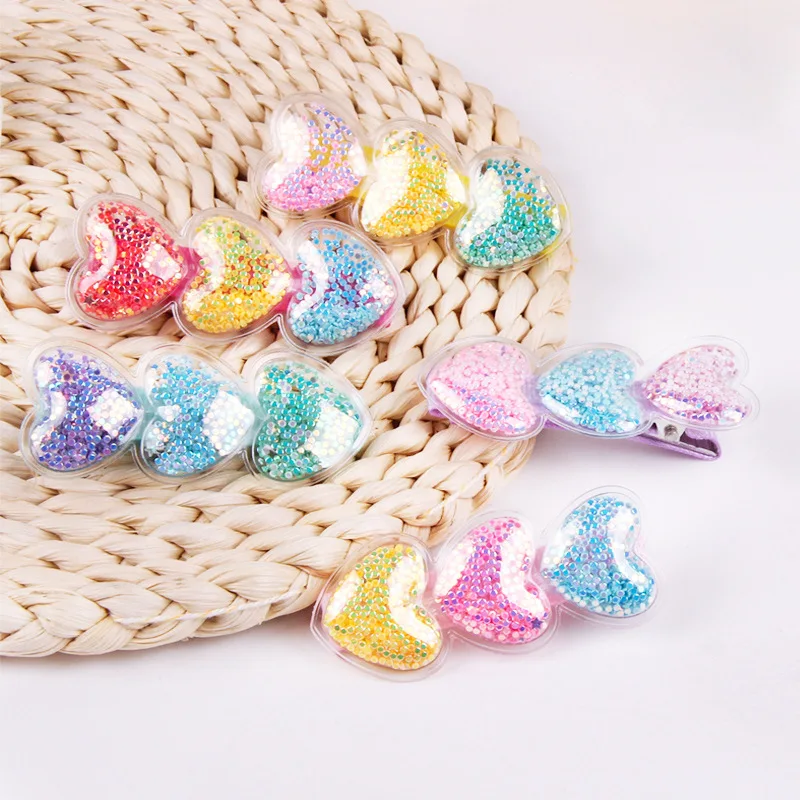 Summer Hair Pins Baby Hair Accessories for Girls Kids Sequins Inside Transparent Hairgrips Children Korean Headwear Photo Prop