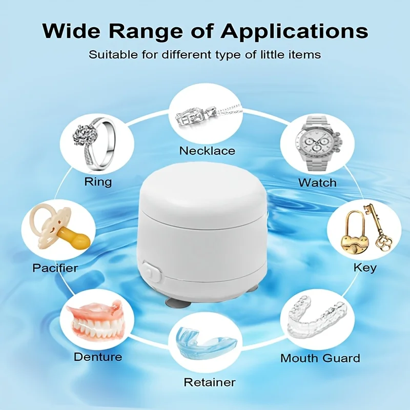 Profesjonalny przenośny środek do czyszczenia biżuterii: szybkie czyszczenie pierścionków, naszyjników, bransoletek, okularów i protez - narzędzie do czyszczenia biżuterii