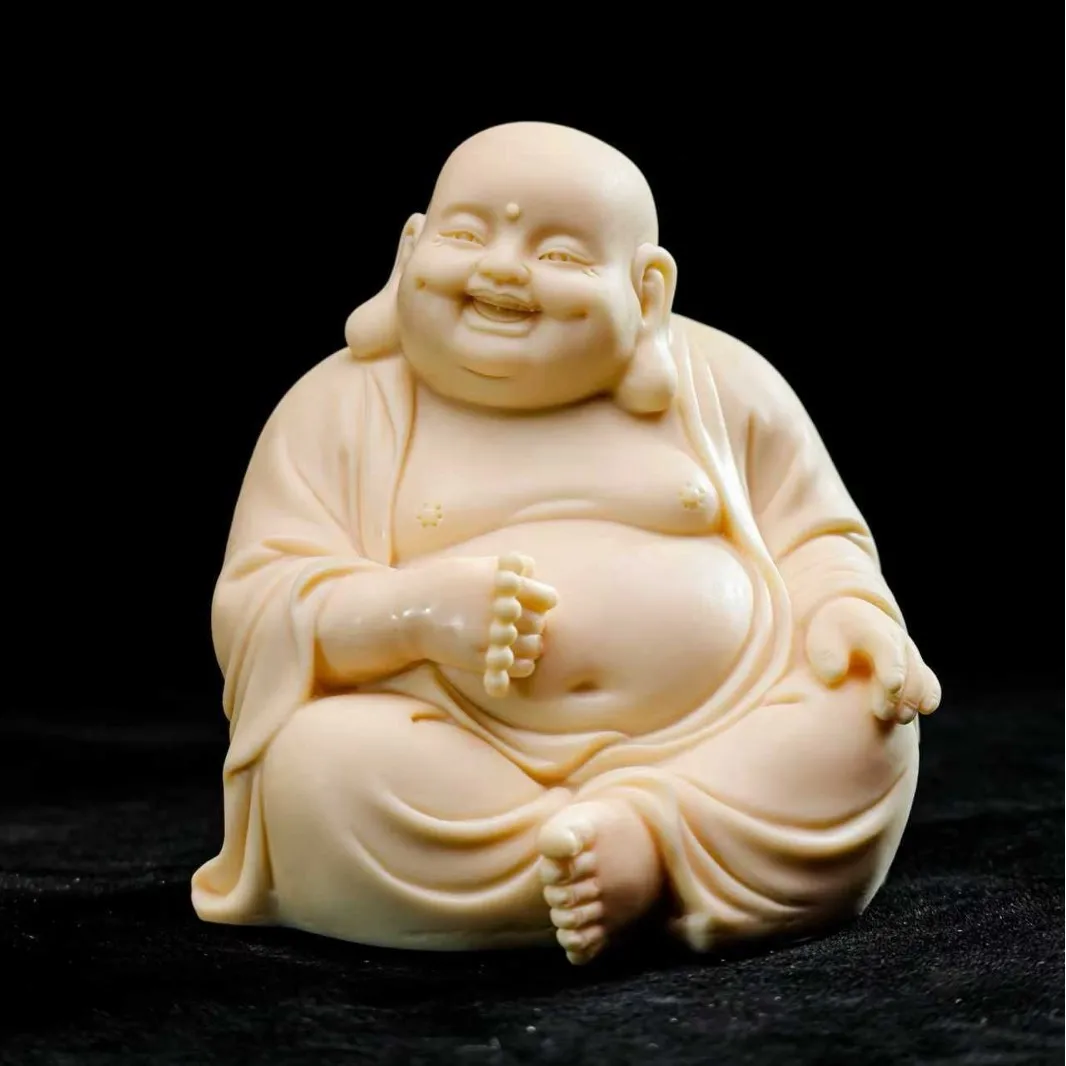 

Cz engraved laughing buddha figurine - happy maitreya buddha ornament