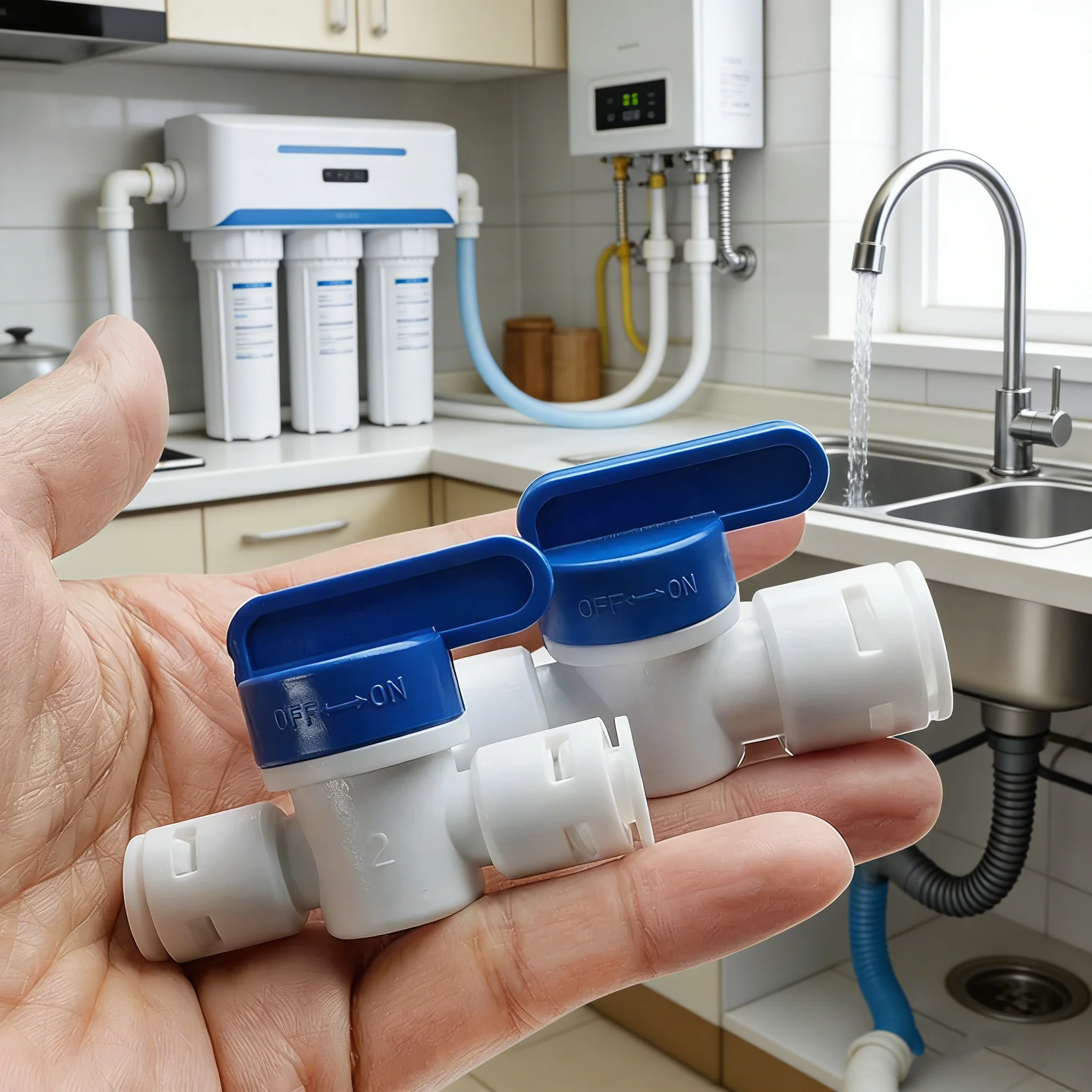 

1/4"3/8"Water Pipe Switch Suitable for Water Purifier Valves,card-free quick connector for Kitchen Household Water Dispensers