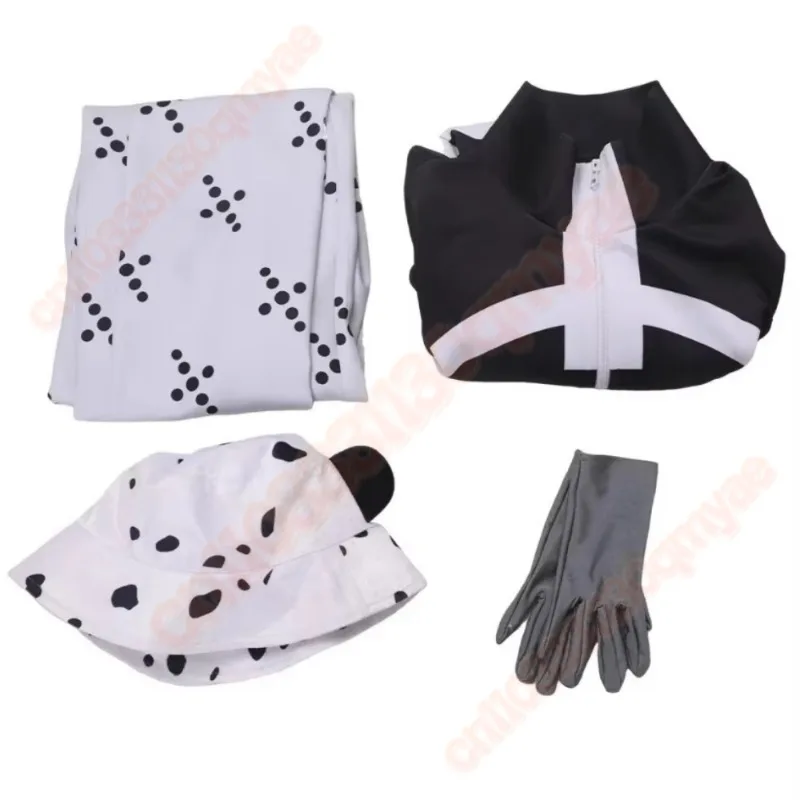 Bartholomew Kuma Coslay Costume Black Outfit with Bear Claw White Pant Hat Carnival Halloween Fancy Tyrant Bear Set for Man