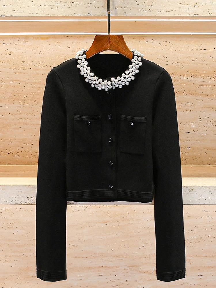 

Sandro Sivos Women's ort Knitted Cardigan Coat Bead Embellied Hepburn Sle Early Spring Faion Outerwear