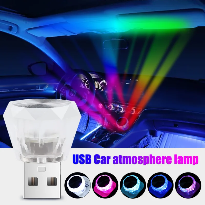 Mini USB LED Car Ambient Light Portable USB Plug Interior Decorative Lamps Auto PC Computer Universal Atmosphere Bulb