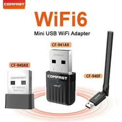 Mini adaptateur WiFi 6 USB, antenne WiFi, 6 adaptateurs, carte réseau, USB 2.0, WPA, dongle WiFi, lecteur gratuit pour PC, Win10, 11, AX300, AXFemale