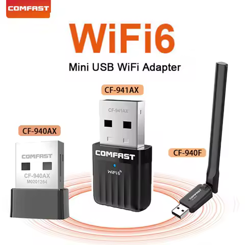 Comfast Mini WiFi6 USB Wifi Adapter 300/600Mbps Network Card USB2.0 WPA Wifi Dongle Free Drive WiFi Receiver For PC Win10/11