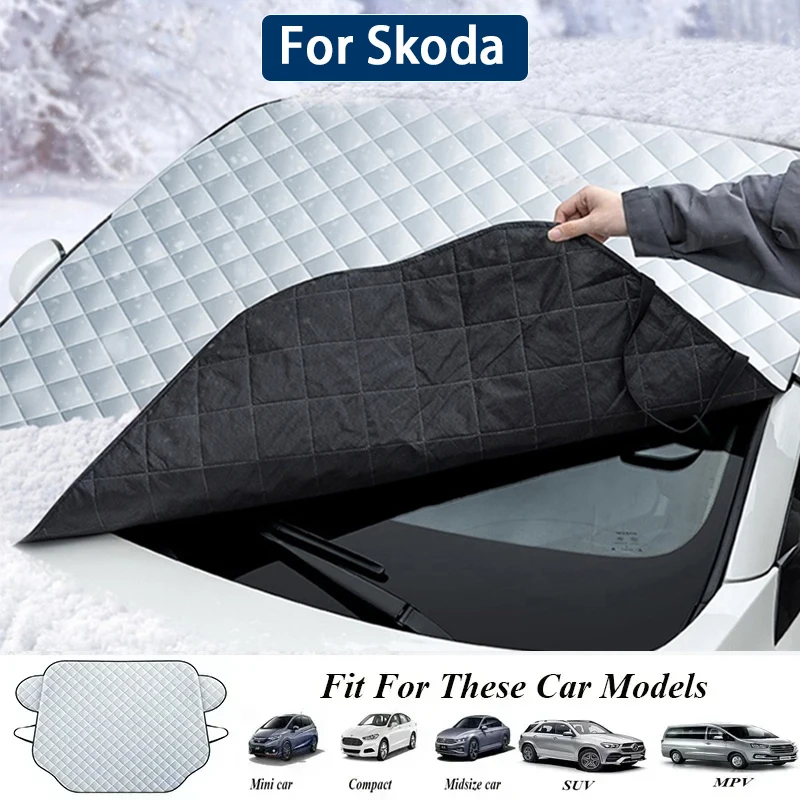 Car Front Windshield Anti-Snow Sunshades Anti Ice Frost Cover for Skoda Superb Rapid Fabia Yetl Kodiaq Karoq Kamiq Octavia