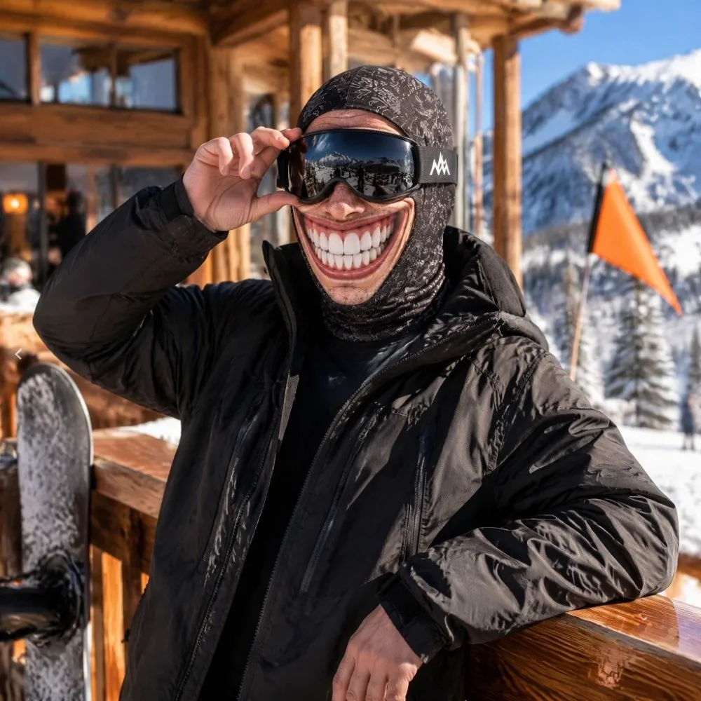 Unisex Size Funny Prank Mask Funny Breathable Motorcycle Ski Face Mask Windproof 3D Print Neck Hood Helmet Liner Halloween Party