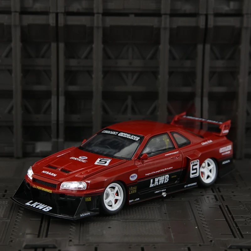 1: 24 Simulation Nissan GT-R34 Skyline Track Edition Alloy Car Model Decoration Collection Car Doors Can Open Sound and Light