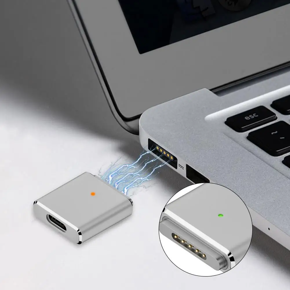 Wymienny adapter Magsafe3 o dużej mocy 100 W typu c żeński na 5-pinowy adapter ze wskaźnikiem LED dla Macbook/pro/air dla Apple