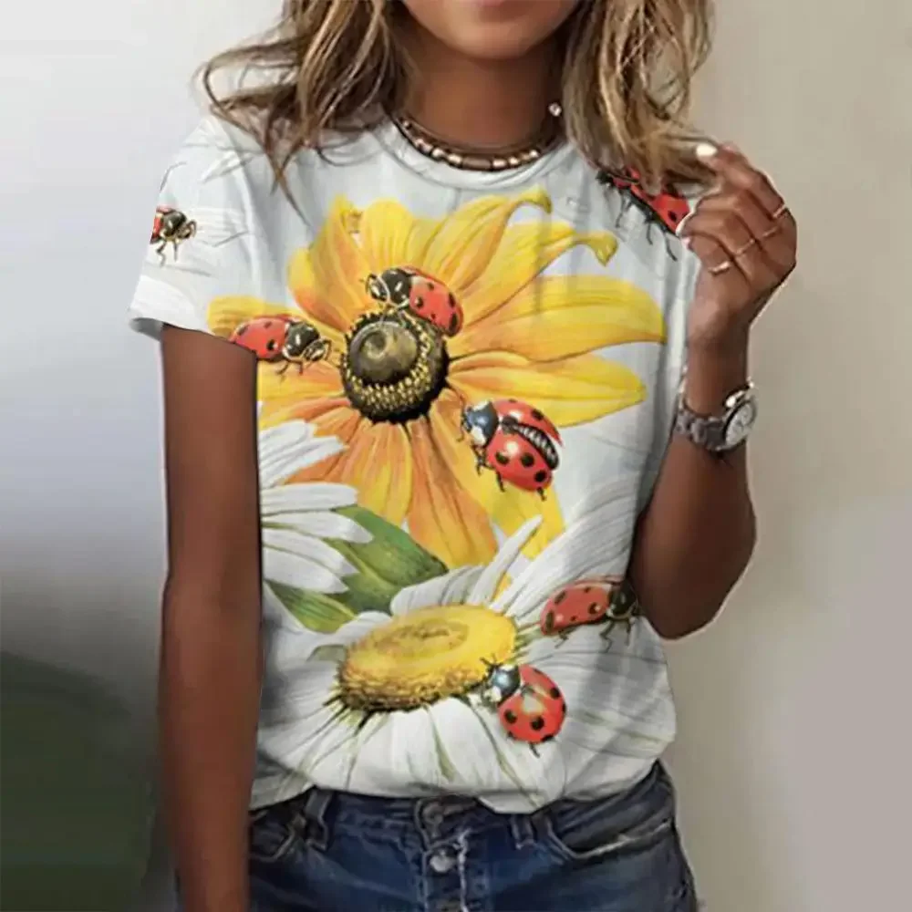 

New Cute Animal T-Shirts Worm 3D Print Summer Women O-Neck Short Sleeve T Shirt Harajuku Tops Oversized Y2k Tees Female Clothing