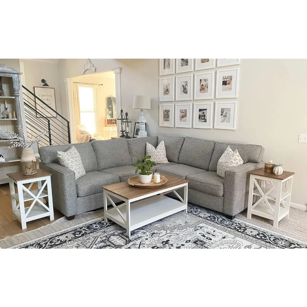 Coffee Table Modern Coffee Tables with Storage Shelf 2 Tiers Farmhouse Coffee Table Set