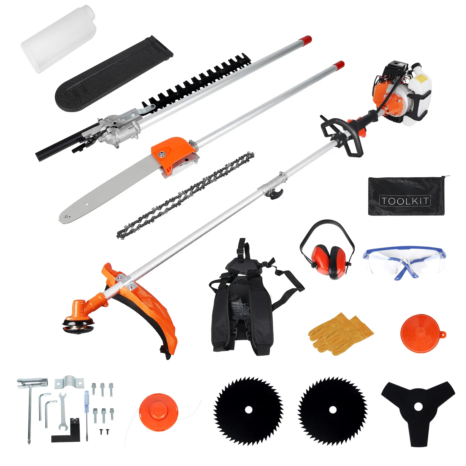 

Gas Powered String Trimmer 52cc 6 in 1 Multi Functional Garden Trimming Tools, for Tree Trimming Branch Brush Cutter