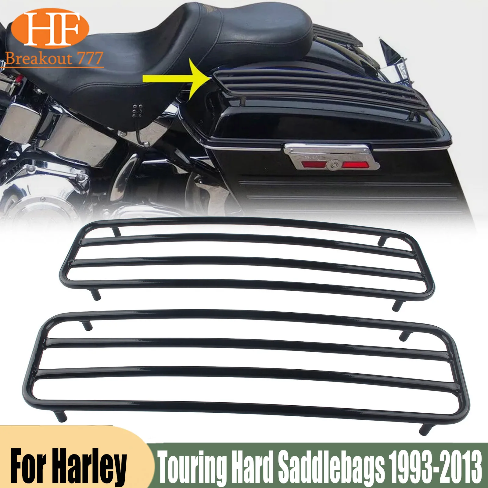 For Harley Touring Hard Saddlebags 1993-2013  Motorcycle Black Hard Saddlebags Top Rails Trim Cover
