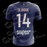 Paris Saint-Germain French Soccer Jersey D.Doue Shirt #14 Breathable Sweat-Wicking Sports Short Sleeve Blue Tops