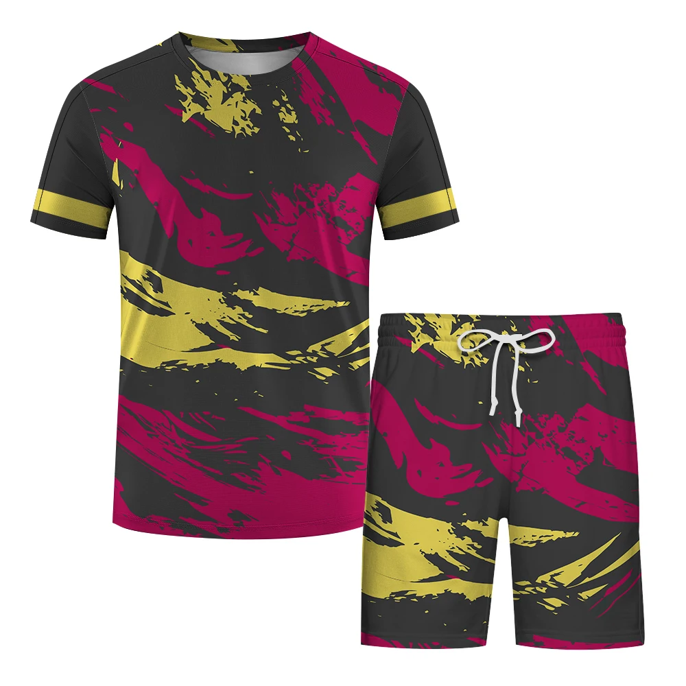 Badminton Tennis Training Sets of Men Casual Short Sleeve Tee and Shorts 2 Piece Summer Running Sports Suit Fashion Loose Outfit view 5