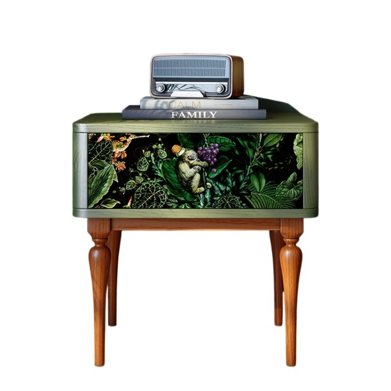 

Solid wood bedside table antique bedroom bedside table small apartment design French retro locker storage cabinet