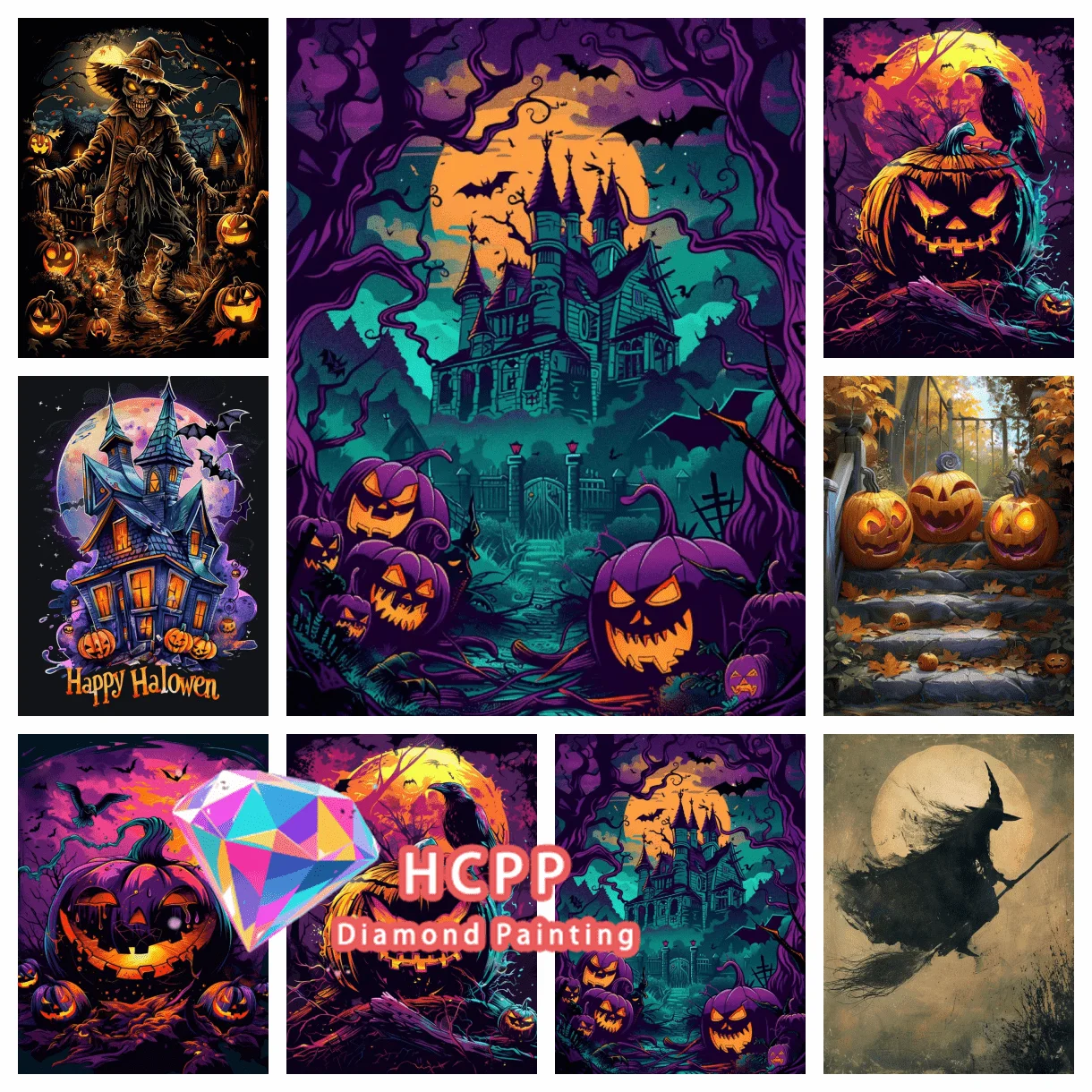 

Ужасающий набор алмазной живописи в виде тыквы 5D DIY Алмазная вышивка крестиком Ручная работа Искусство Хэллоуин Ремесла Украшение дома