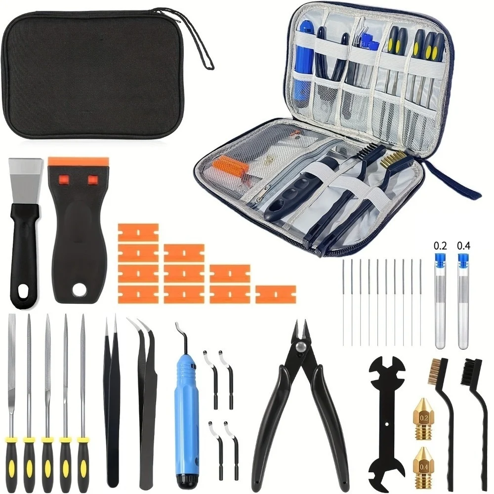 3D Printer Tool Kit 41PCS Maintenance with Nozzle Cleaning Tools, Scraper, Brushes, File Set, Cutter, Knife for FDM/SLA Printers