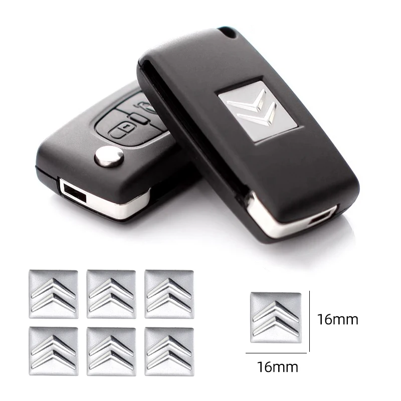 Pegatina decorativa para llave remota de coche, emblema de aluminio, calcomanía Citroen Celysee C6 C3 C5 C1 C2 C4 Aircross Picasso Cactus Berlingo