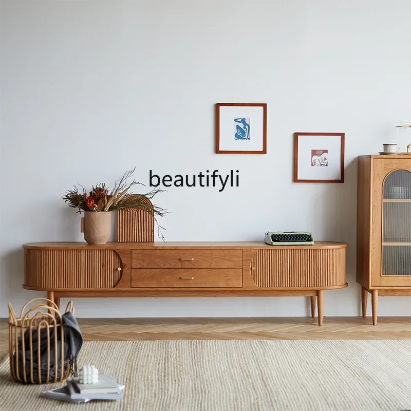 

ss K178 ss25 Japanese-style log modern combination black walnut cherry solid wood furniture Nordic style TV cabinet