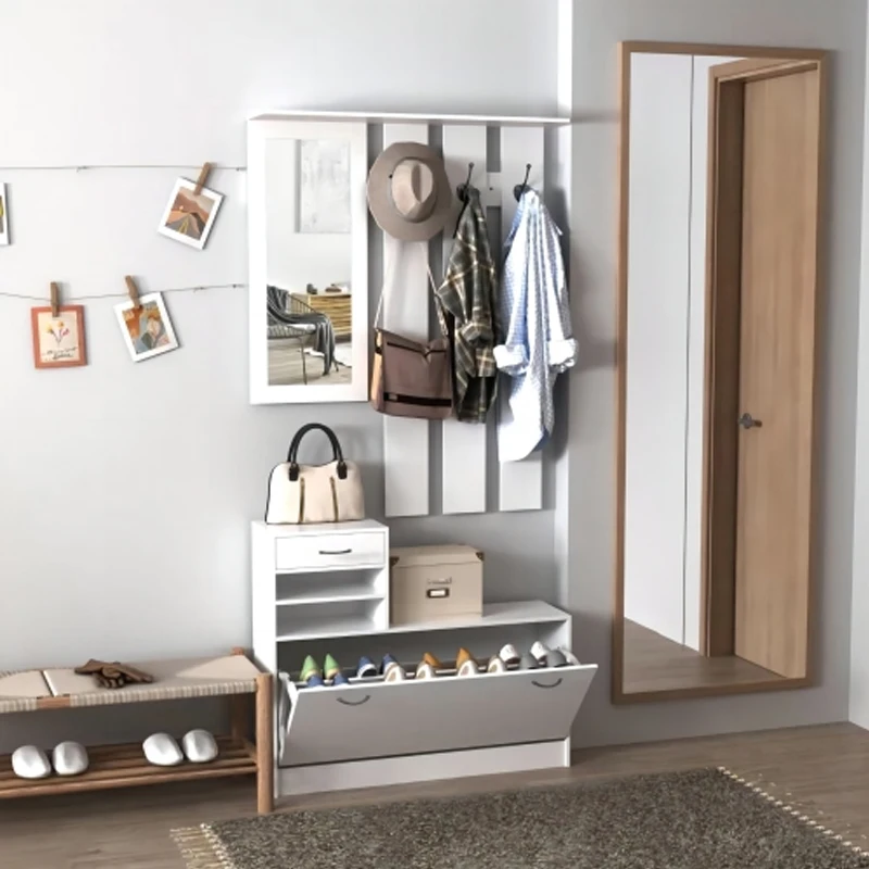 Combination Model Gate Cabinet with Shoe cabinet+Hang shelf+ Mirror  Primary Living Space