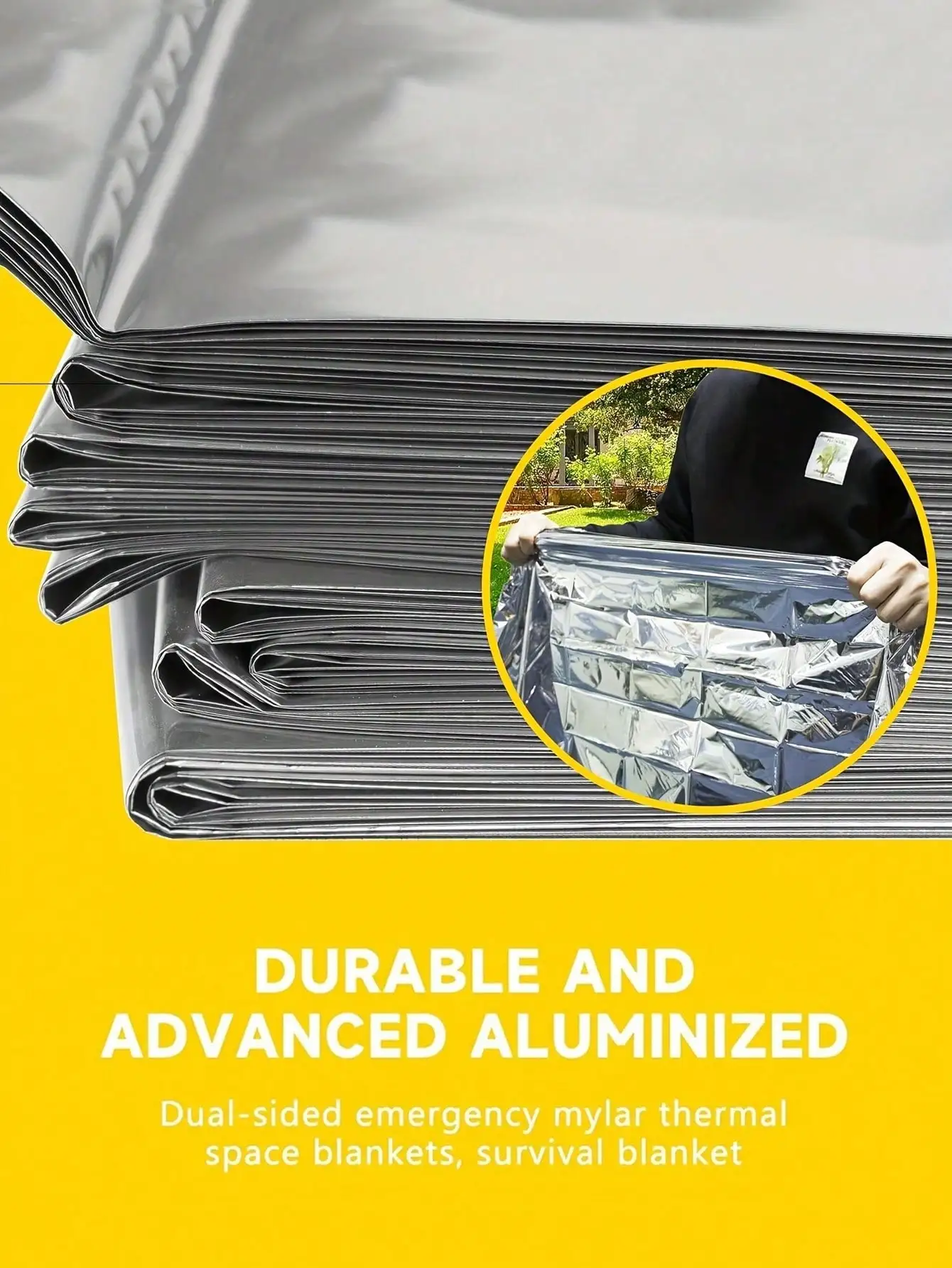 2/5/10 قطعة/الحزمة بطانية حرارية مايلر من رقائق الطوارئ، 52 بوصة طول × 84 بوصة عرض، بطانية حرارية مايلر للطوارئ رائعة للاستخدام في الهواء الطلق والمشي لمسافات طويلة