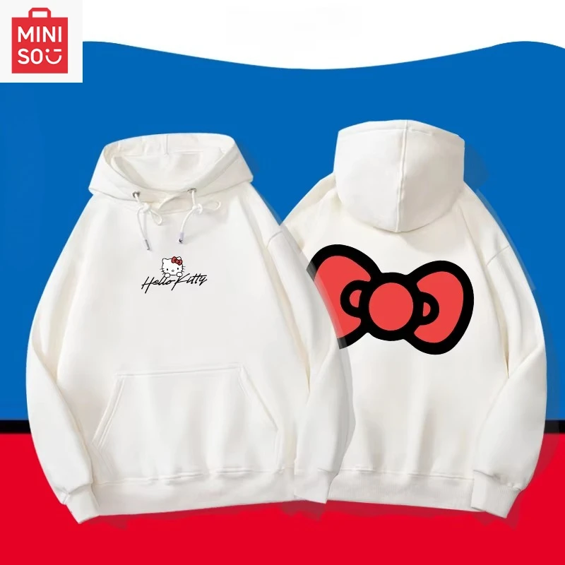 

MINISO коллатусы с толстовкой с принтом Sanrio Hello Kitty, свободная мультяшная, многофункциональная, повседневная и милая студенческая девушка