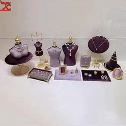 Fashion Purple Velvet Series Jewelry Display Props Window Jewelry Jewelry Ring Necklace Display Stand Earrings Bracelet Stand