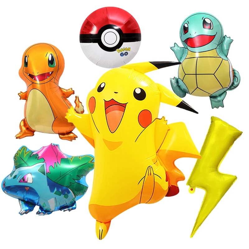 Pokemon Luftballons Pikachu Squirtle Bulbasaur Pikachu Menschliche Figur Aluminium Ballon Dekoration Lieferungen Kinder Geburtstag Party Geschenke