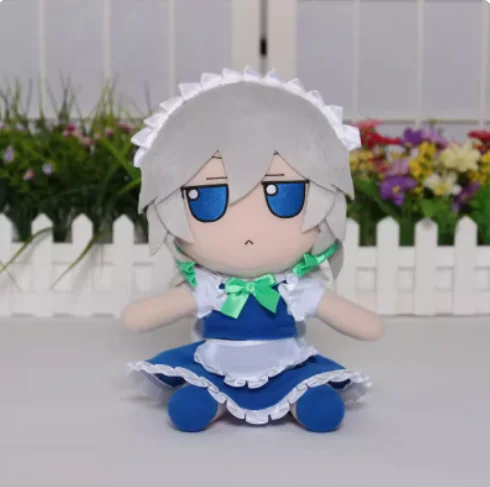 Mooie Anime Touhou Project Izayoi Sakuya Cosplay Schattig Figuur Zittend Meisje Kawaii Kussen Geschenken